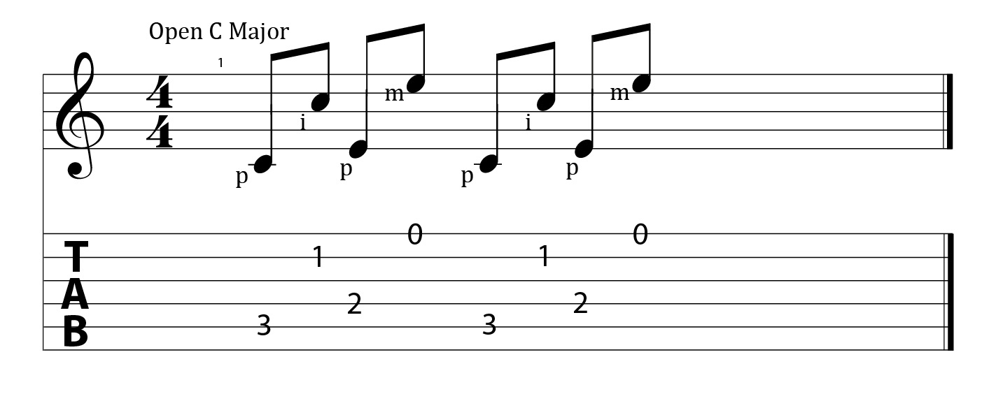 Fingerpicking pattern #2 - alternating