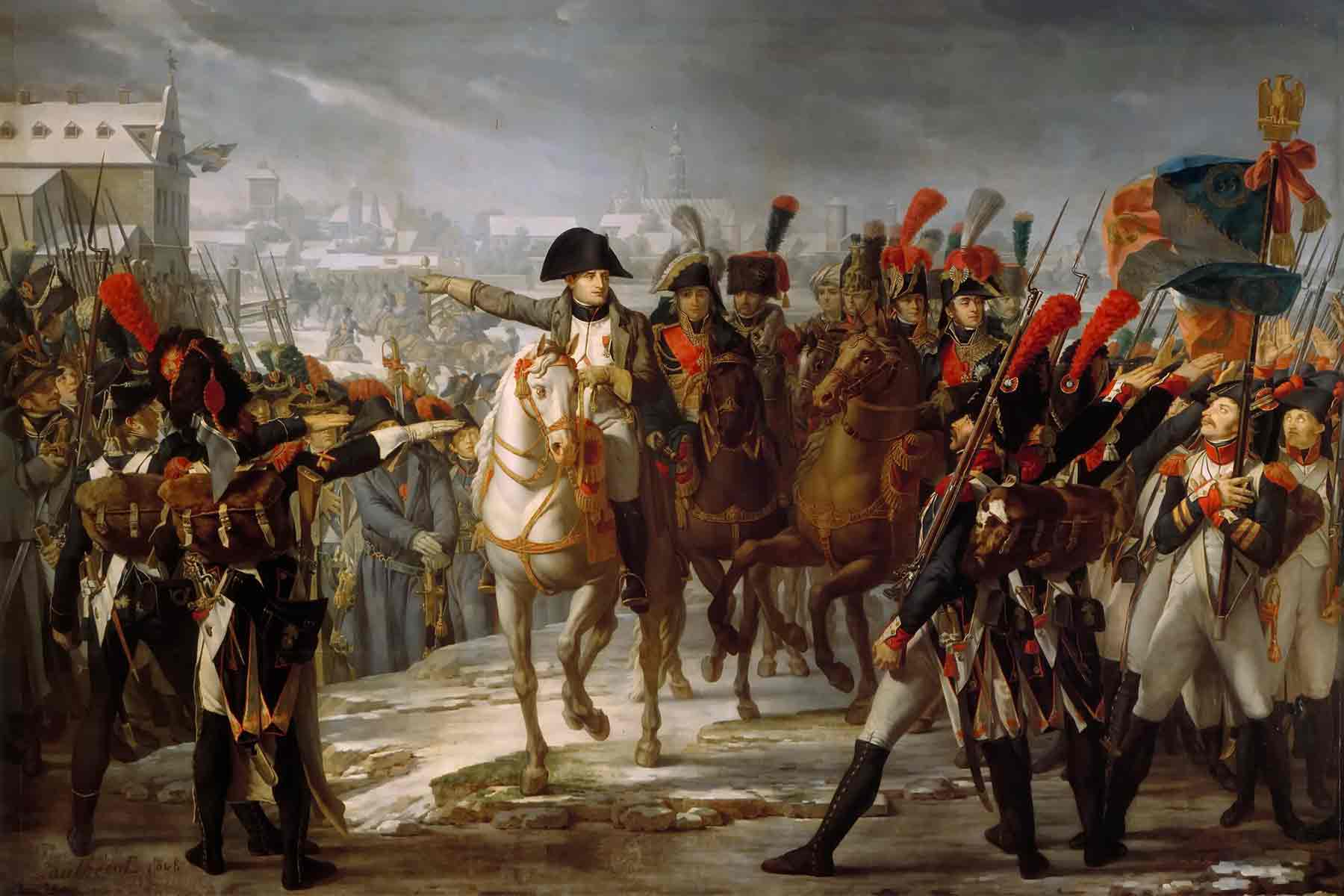Napoleon Bonaparte addressing the Second Corps of his Army at Augsburg, Germany