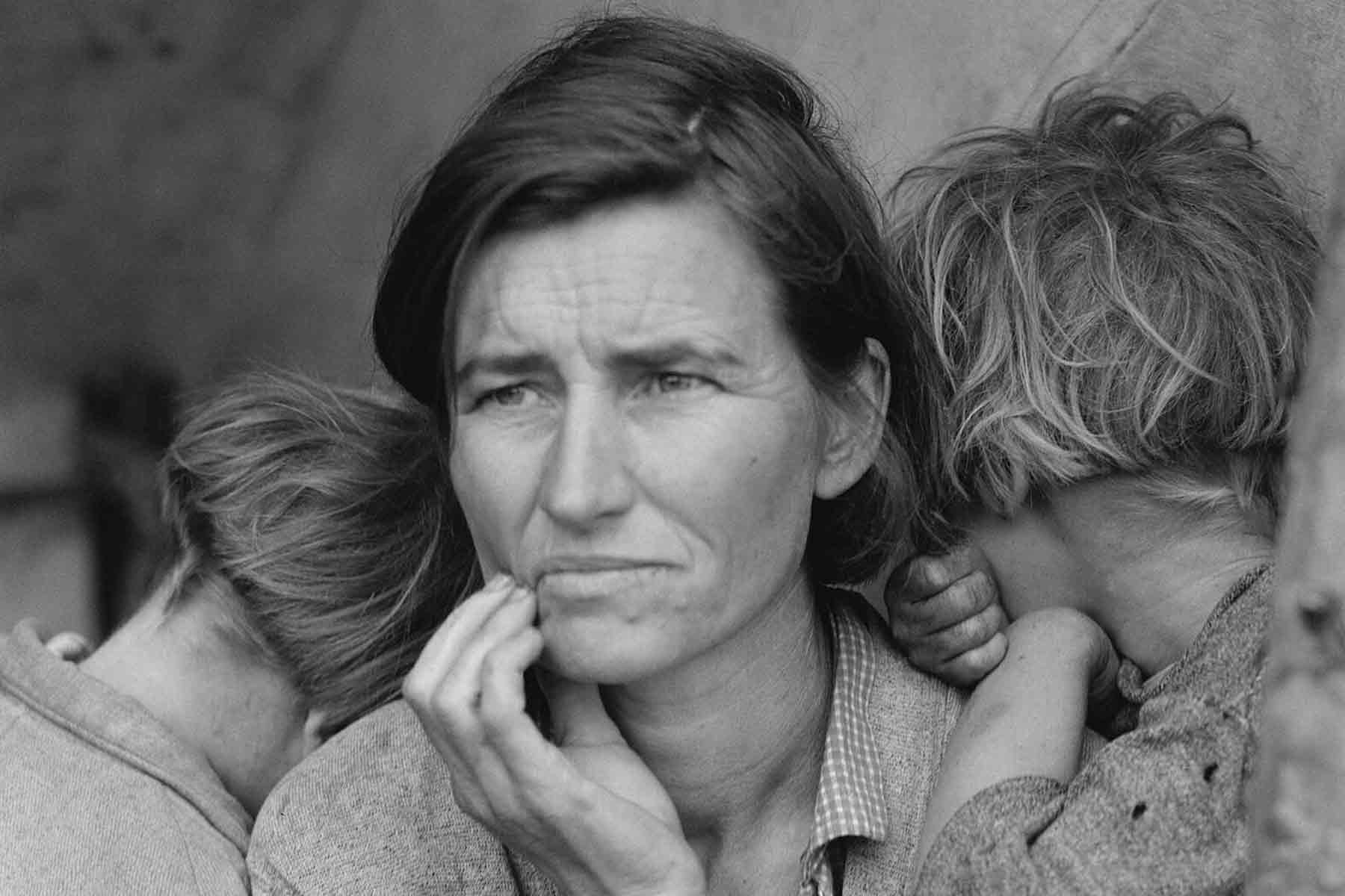 A migrant mother, homeless and hungry, during the Great Depression in 1936