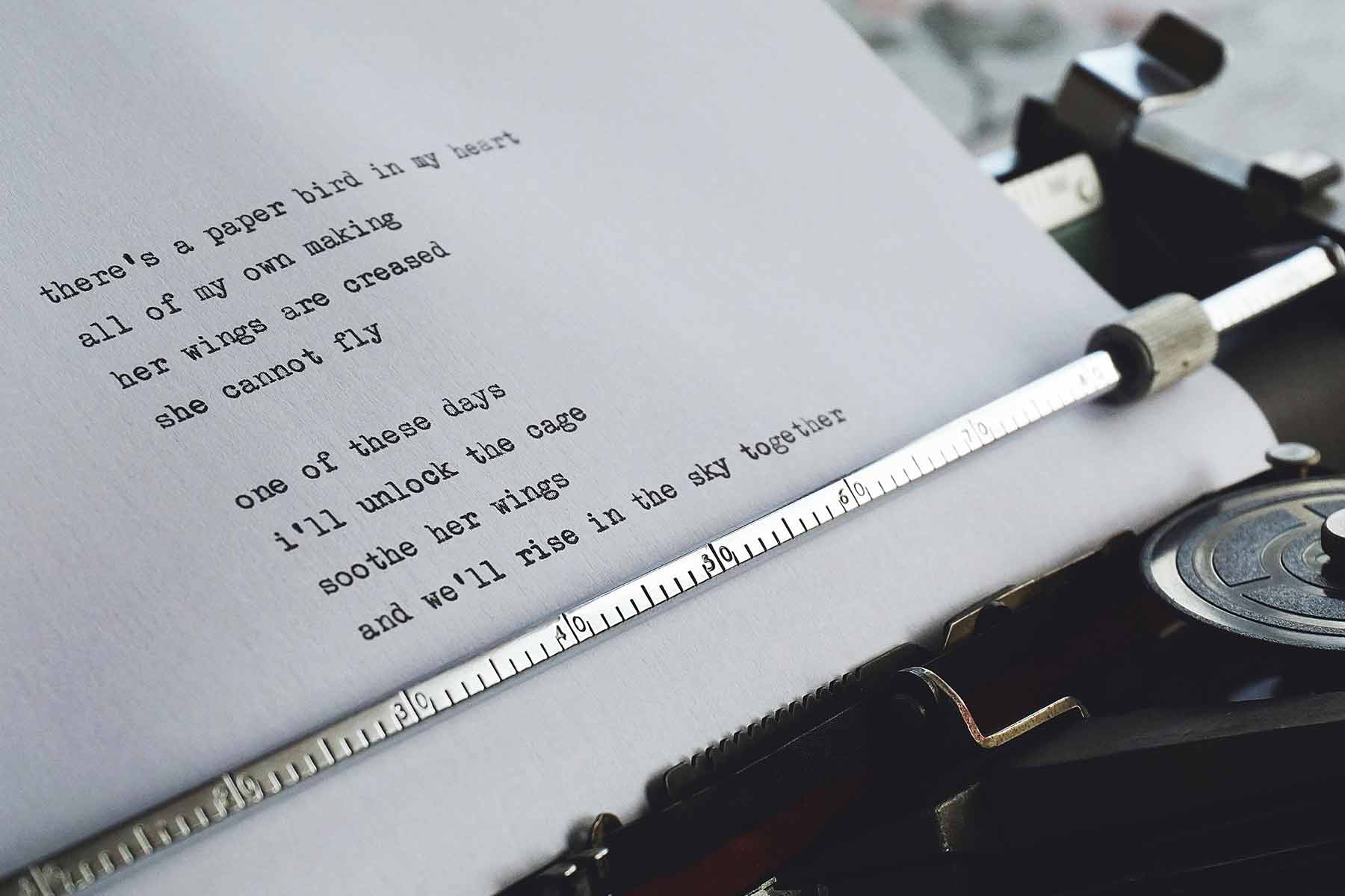 A classic poem encoded in a white paper using a typewriter