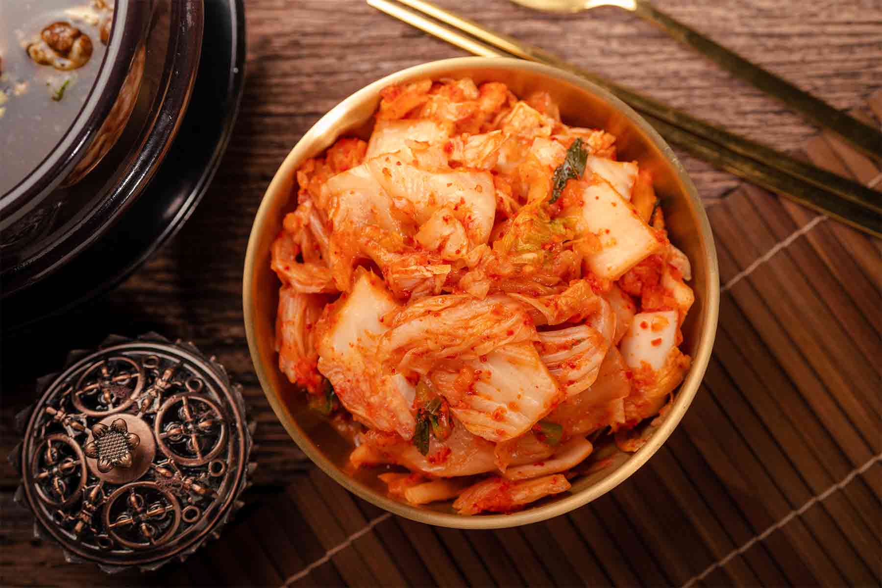 A traditional Korean kimchi made of fermented cabbage